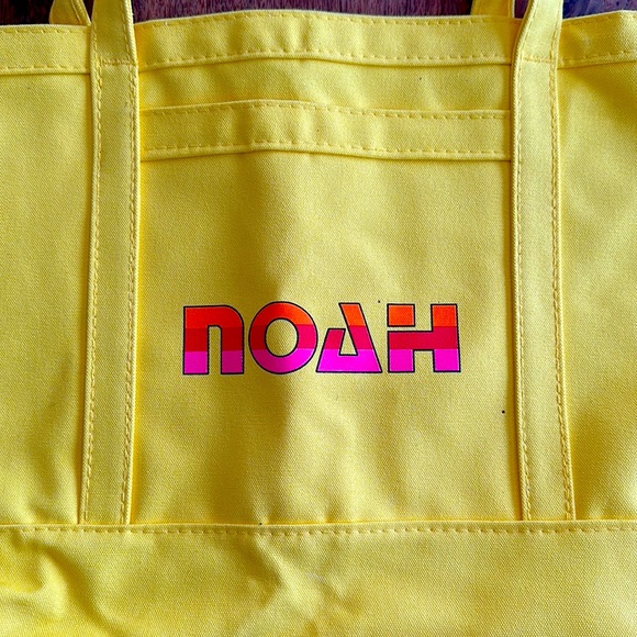 NOAH Retro Surfing Neon Yellow CanvasTote Bag EUC - Picture 2 of 6
